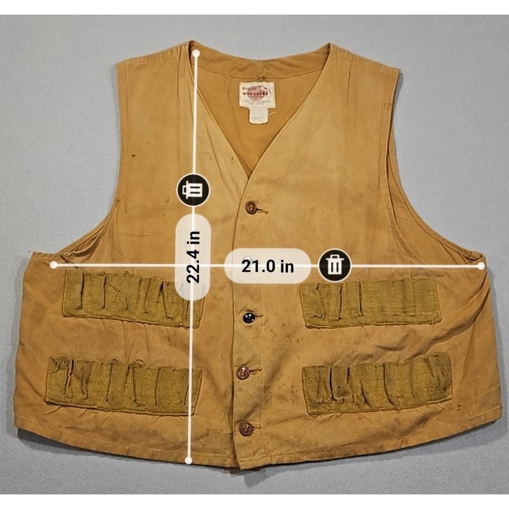 Vintage Trailmate by Trigg Men's Canvas Hunting Vest Shell Loops Cadiz KY Distre - Picture 2 of 5